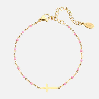 Bracelet Fin Femme Croix Acier Inoxydable