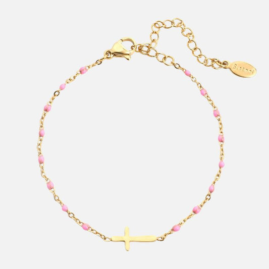 Bracelet Fin Femme Croix Acier Inoxydable