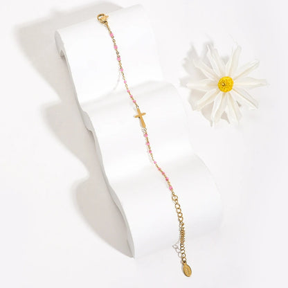 Bracelet Fin Femme Croix Acier Inoxydable