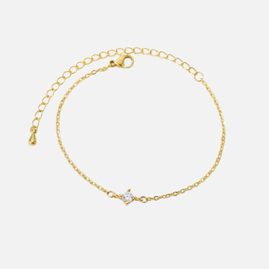 Bracelet Fin Femme Pierre Zircon et Acier Inoxydable