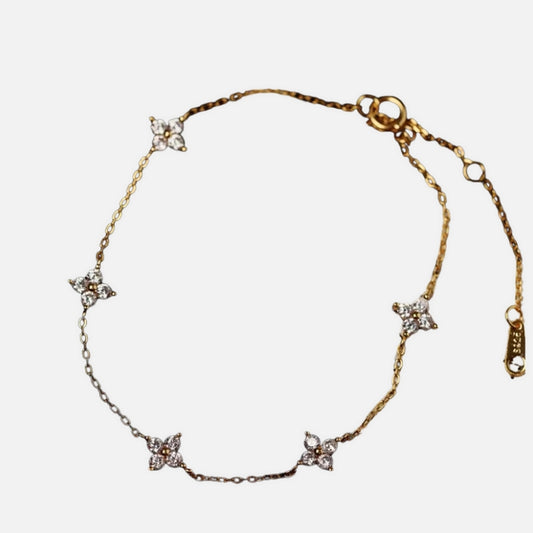 Bracelet Fleur Brillant en Acier Inoxydable