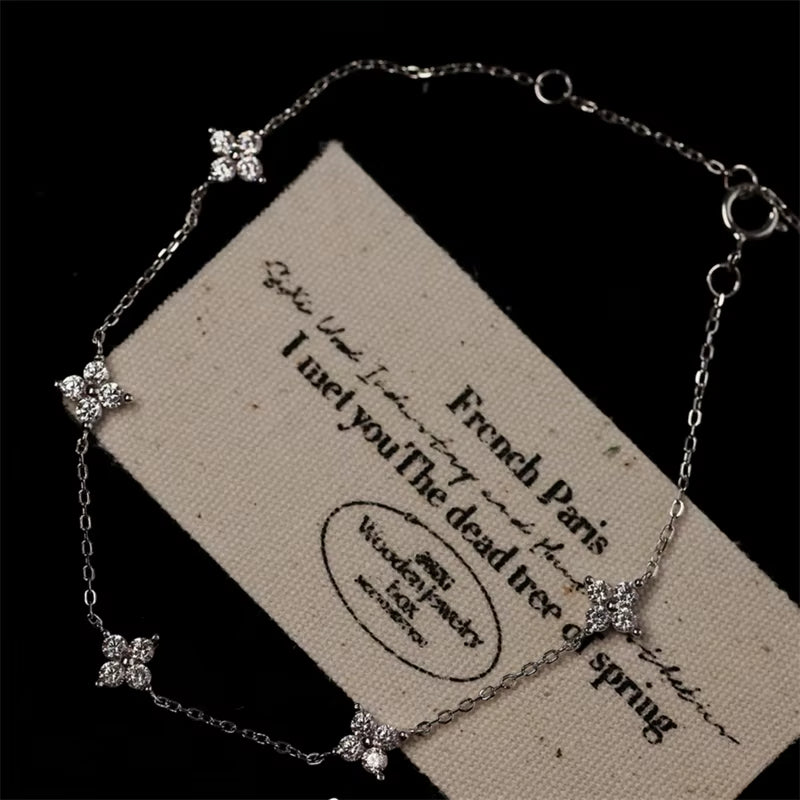 Bracelet Fleur Brillant en Acier Inoxydable