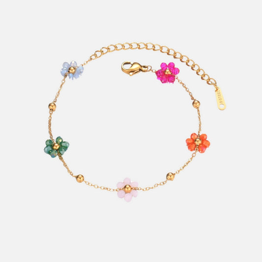 Bracelet Fleur Coloré en Acier Inoxydable