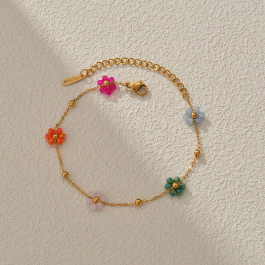 Bracelet Fleur Coloré en Acier Inoxydable