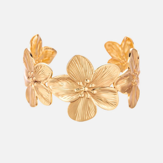  Bracelet Fleur Doré en Fer