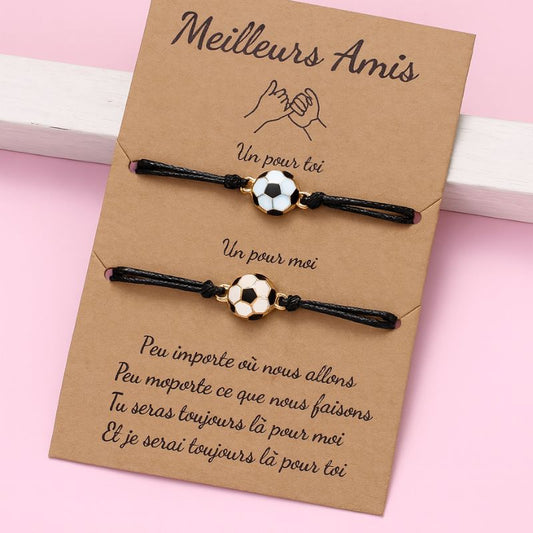 Bracelet Garçon Ajustable Duo Amitié Football