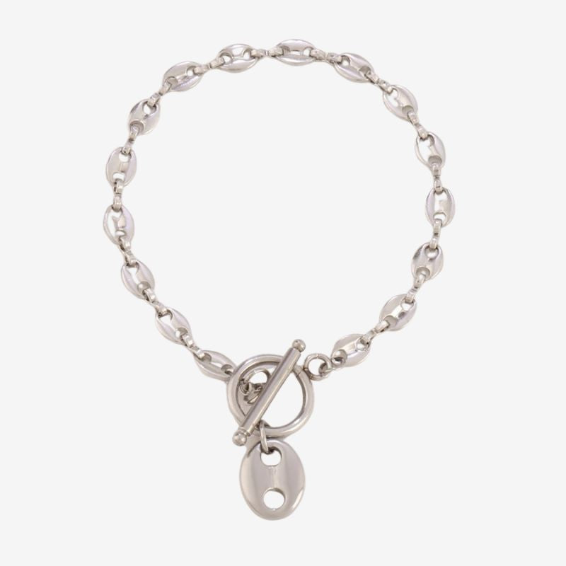 Bracelet Grain De Café Femme Acier Inoxydable Fermoir Anneau