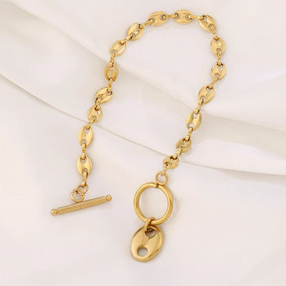 Bracelet Grain De Café Femme Acier Inoxydable Fermoir Anneau