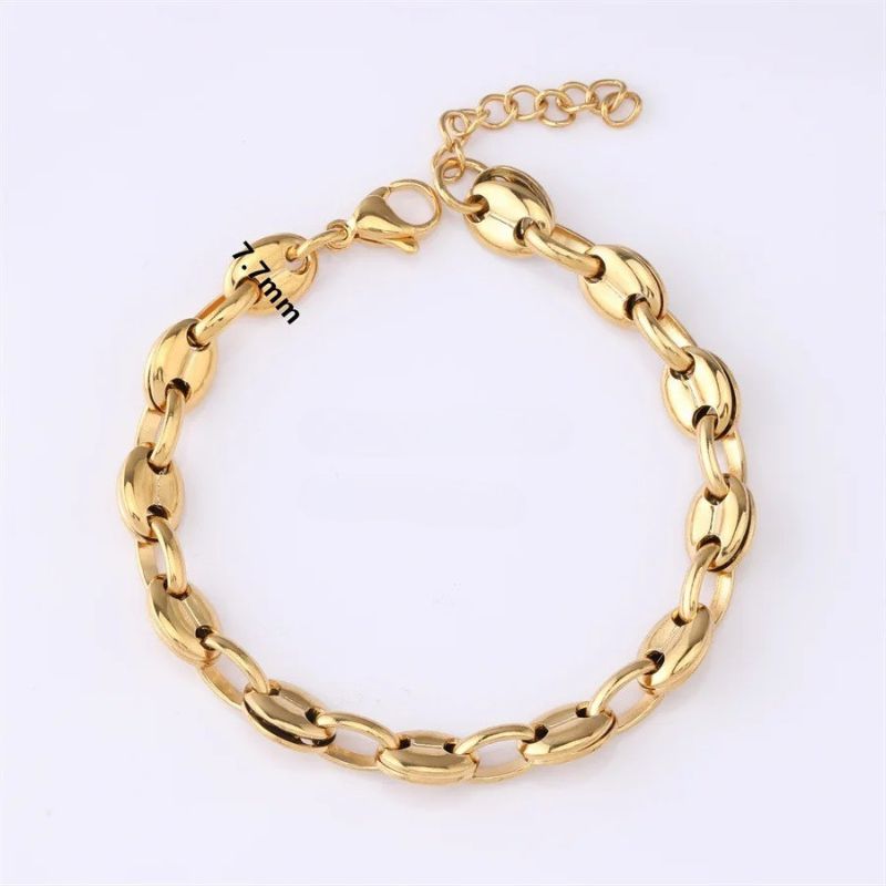 Bracelet Grain De Café Femme Doré Acier Inoxydable