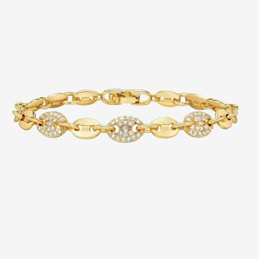 Bracelet Grain De Café Femme Doré Et Zircon