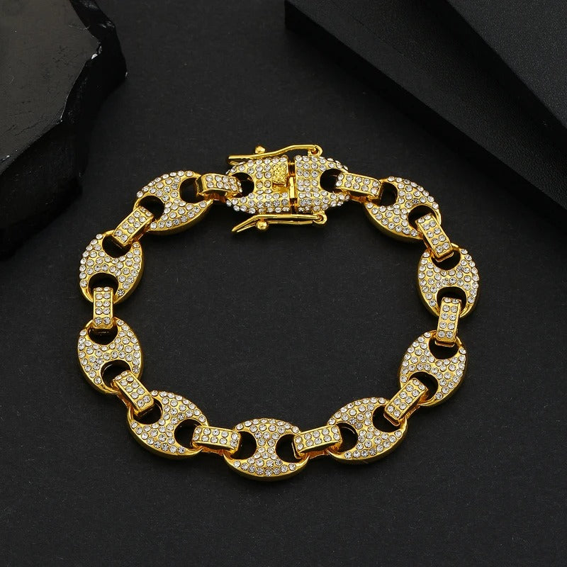 Bracelet Graine de Café Homme Doré Style Hip-Hop