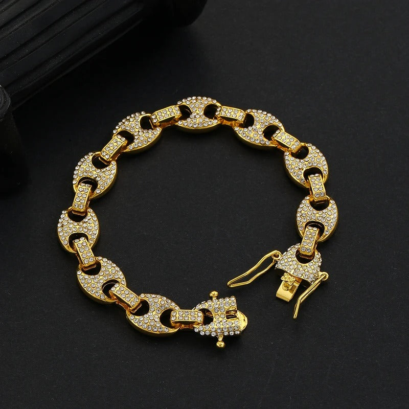 Bracelet Graine de Café Homme Doré Style Hip-Hop