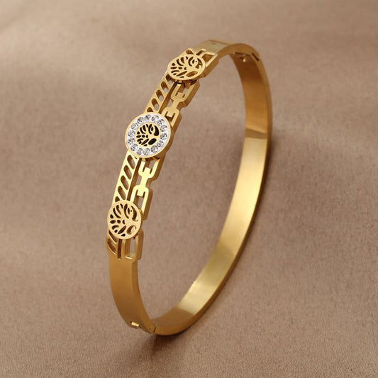 Bracelet Grec Motif Méandre Doré - Acier inoxydable