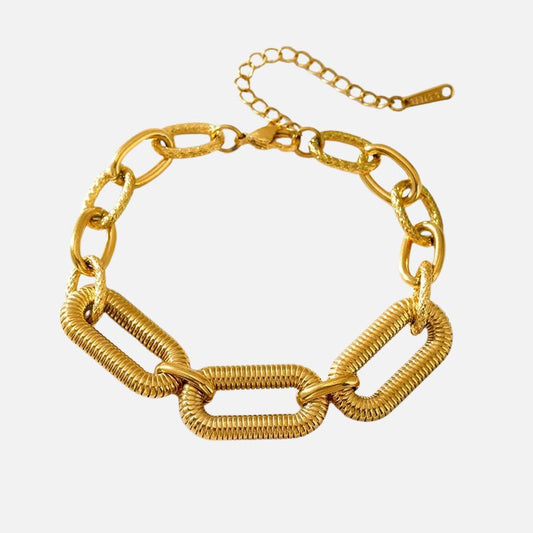 Bracelet Grosse Maille Femme Acier Inoxydable Maillons Nervurés