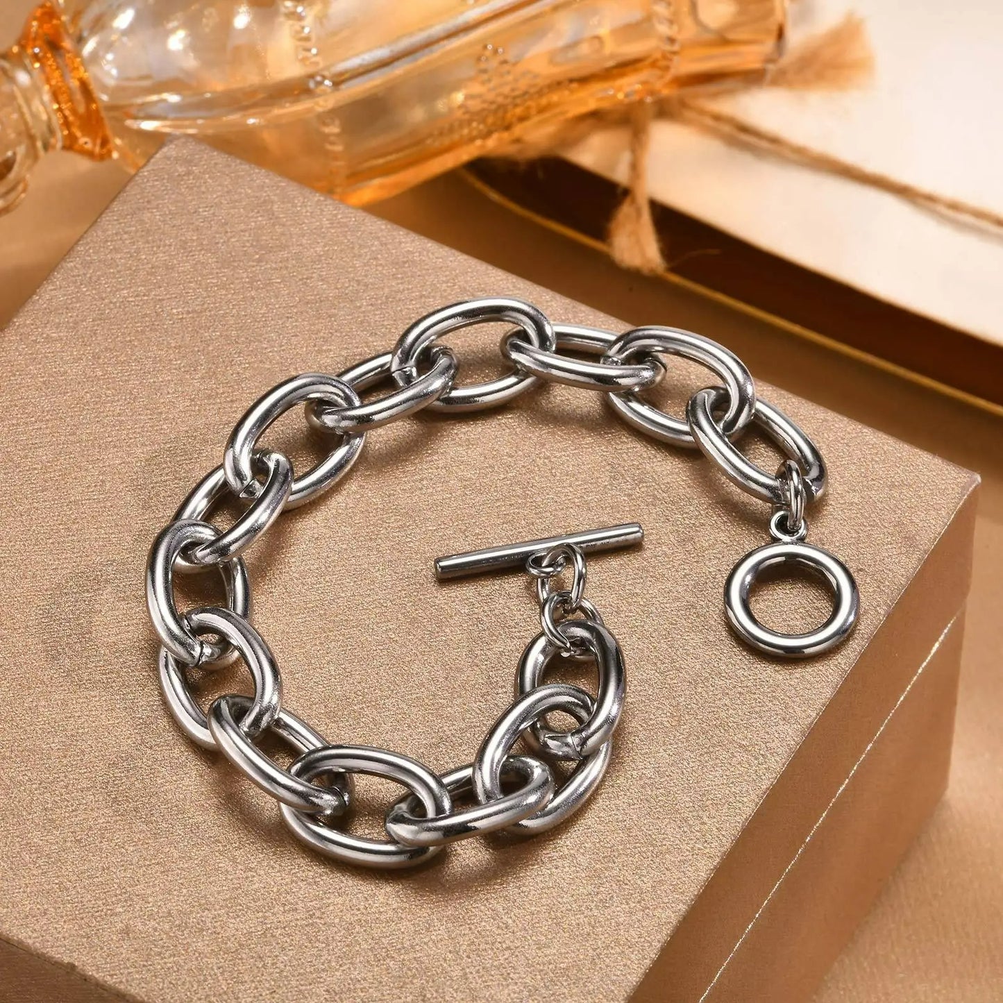 Bracelet Grosse Maille Femme Acier Inoxydable