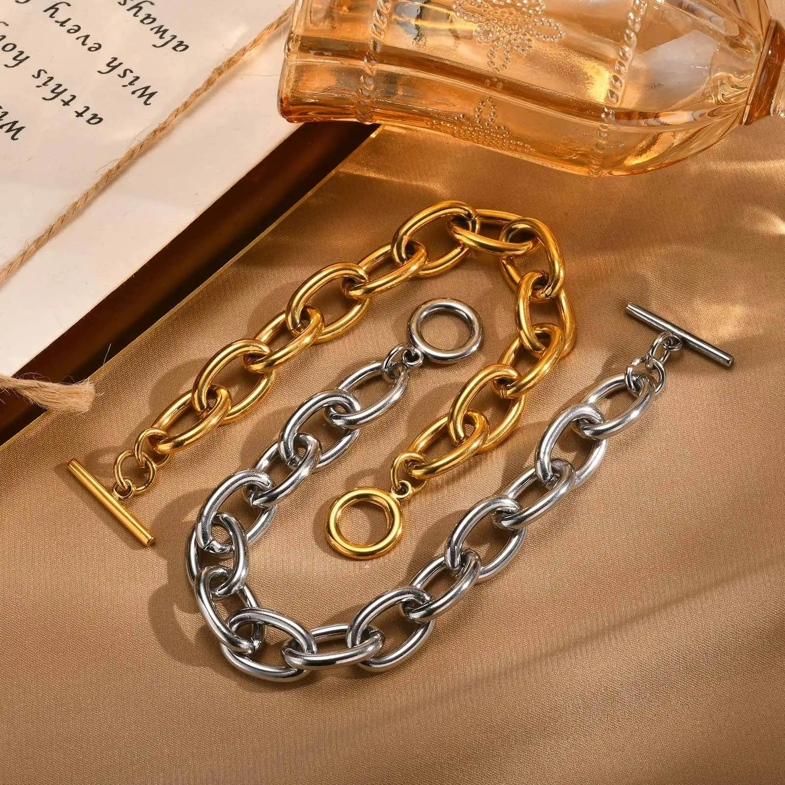 Bracelet Grosse Maille Femme Acier Inoxydable