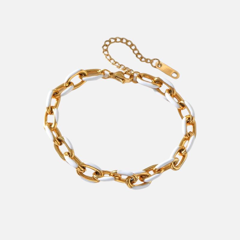 Bracelet Grosse Maille Femme Bicolore - Acier Inoxydable