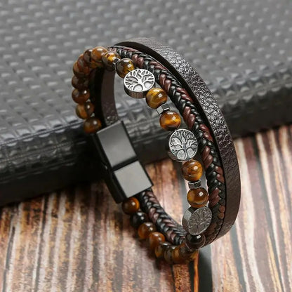 Bracelet Homme Arbre De Vie Et Perles