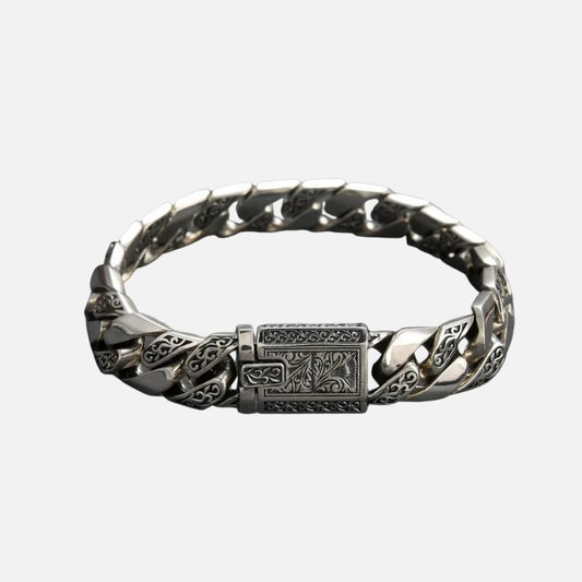 Bracelet Homme Argent Gravé Viking