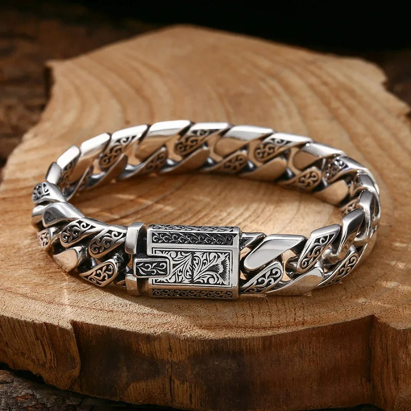 Bracelet Homme Argent Gravé Viking