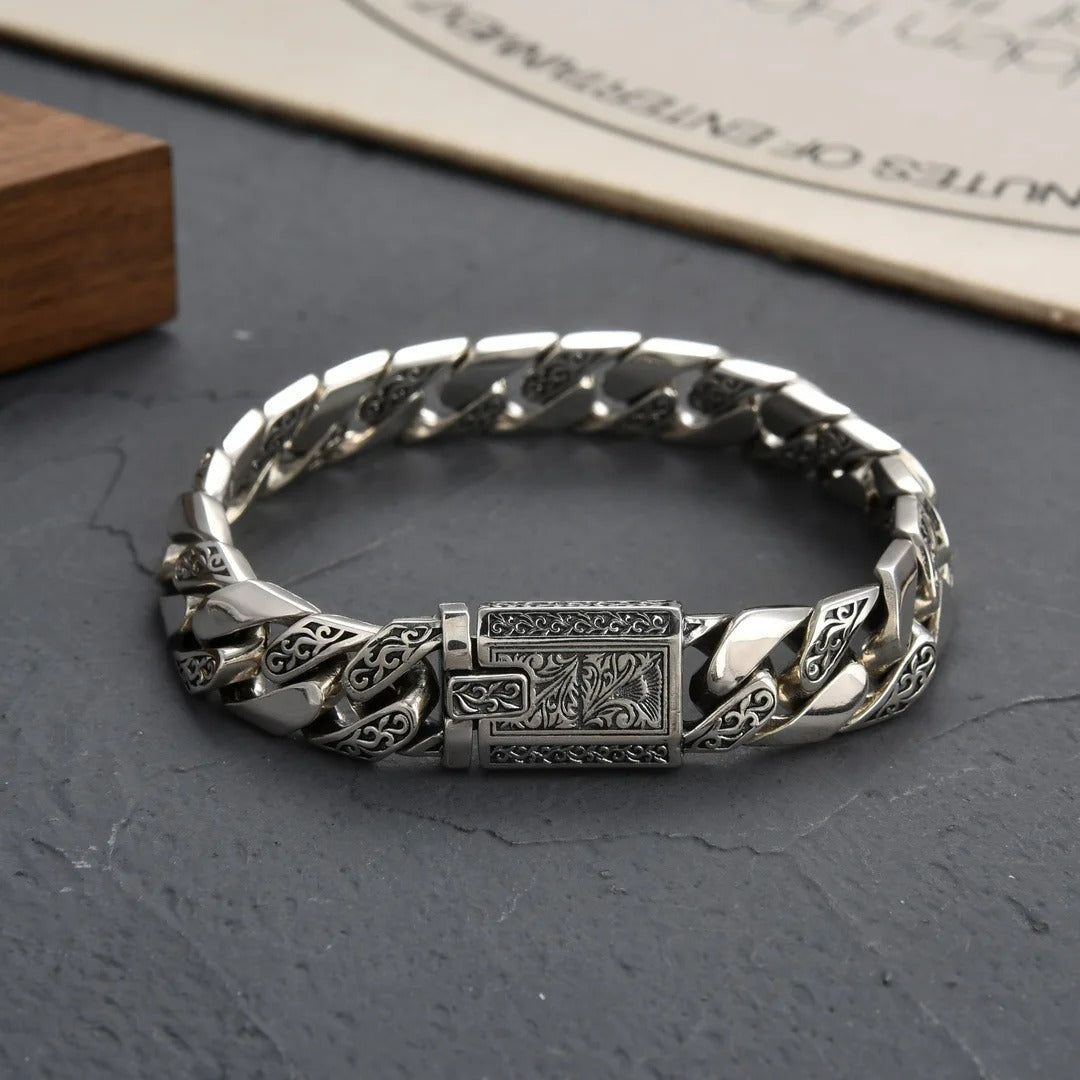Bracelet Homme Argent Gravé Viking