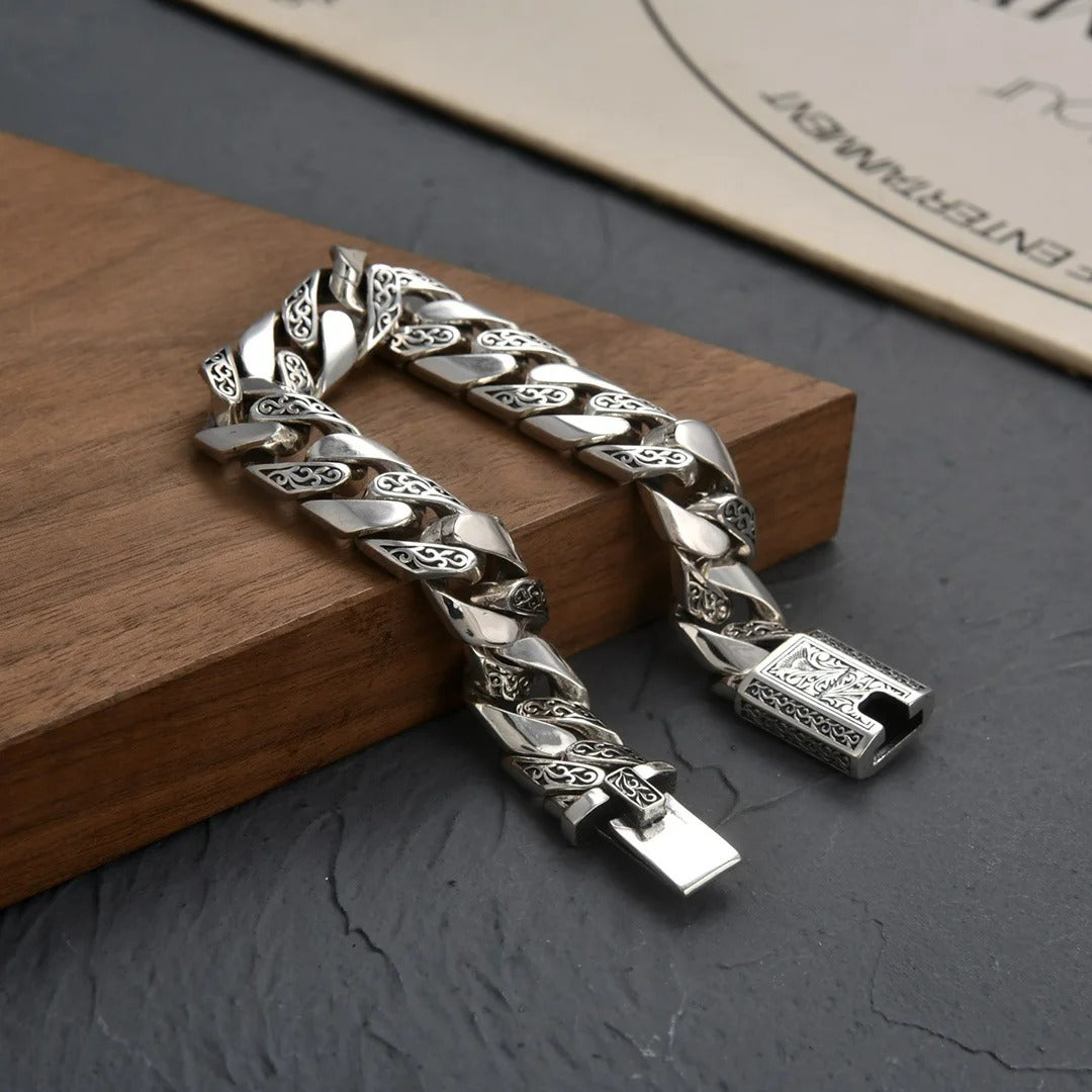Bracelet Homme Argent Gravé Viking