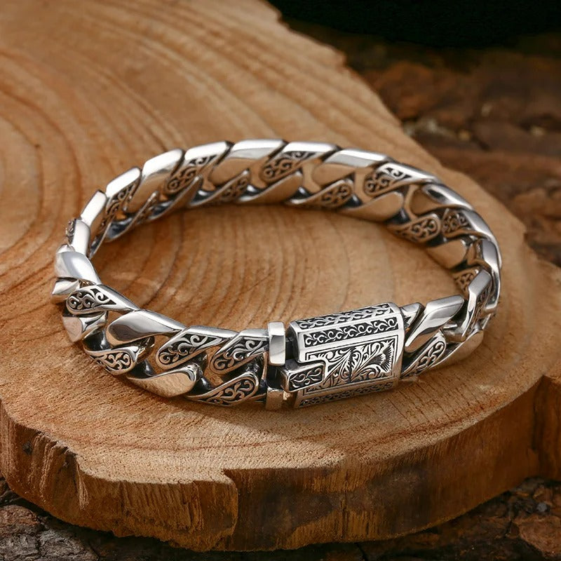 Bracelet Homme Argent Gravé Viking