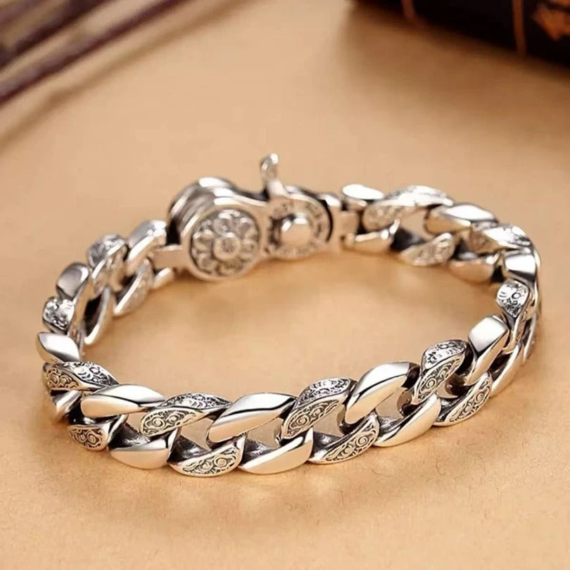 Bracelet Homme Argent Grosse Maille Mantra