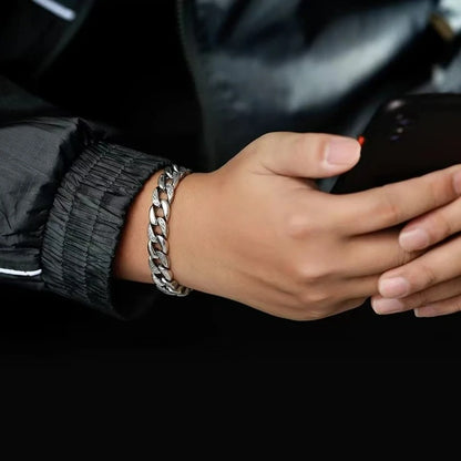 Bracelet Homme Argent Grosse Maille Mantra