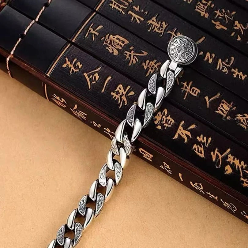 Bracelet Homme Argent Grosse Maille Mantra