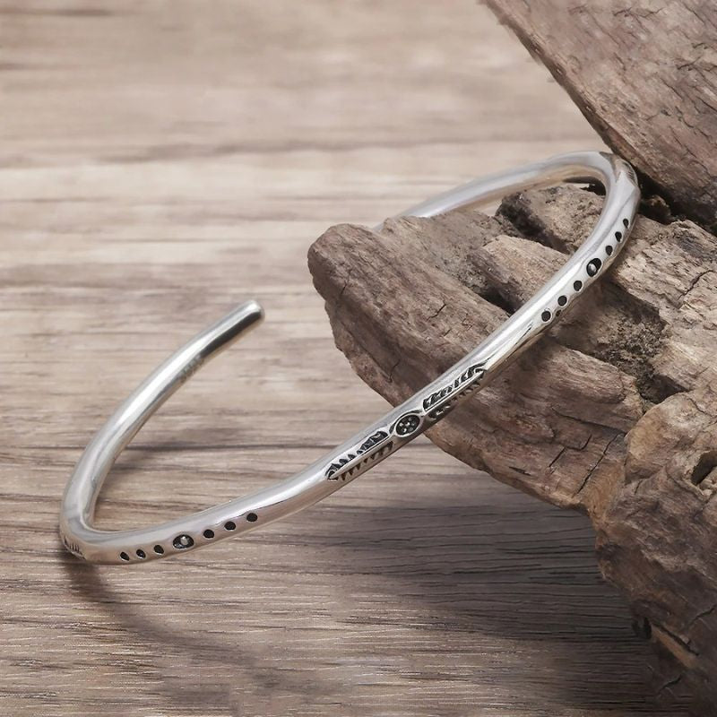 Bracelet Homme Argent Jonc Gravé Fin