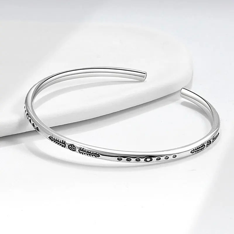 Bracelet Homme Argent Jonc Gravé Fin