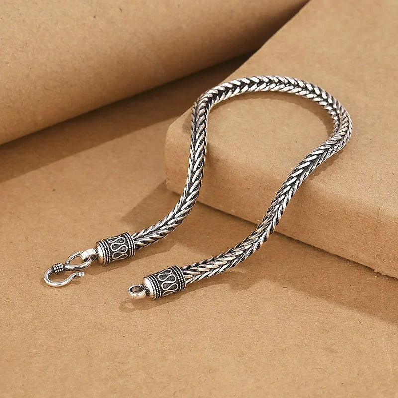 Bracelet Homme Argent Maille Serpent Vintage