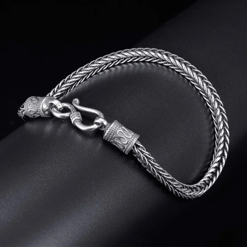 Bracelet Homme Argent Maille Serpent Vintage