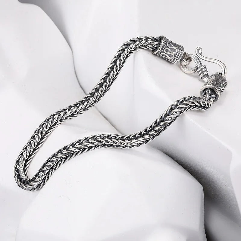 Bracelet Homme Argent Maille Serpent Vintage
