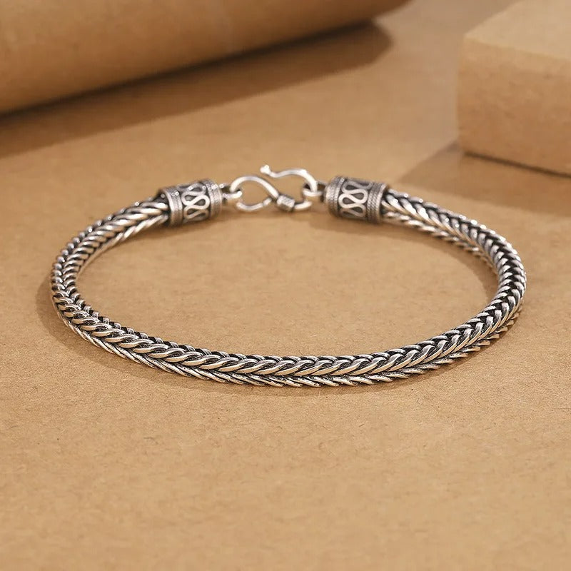 Bracelet Homme Argent Maille Serpent Vintage