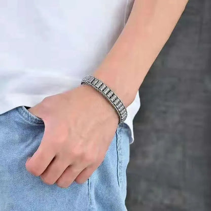 Bracelet Homme Argent Maillons Gravés Tibétain