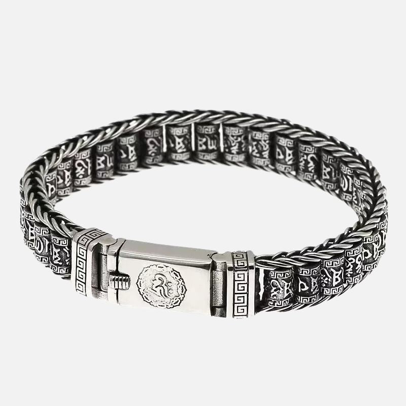 Bracelet Homme Argent Maillons Gravés Tibétain