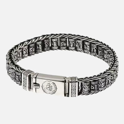 Bracelet Homme Argent Maillons Gravés Tibétain