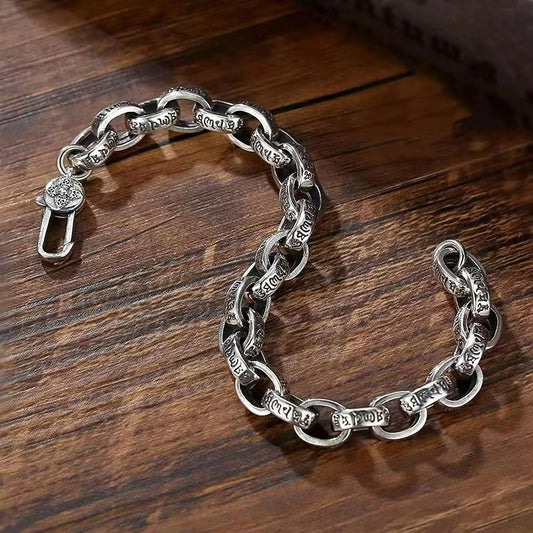 Bracelet Homme Argent Maillons Gravés