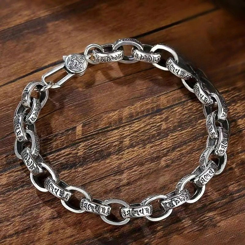 Bracelet Homme Argent Maillons Gravés
