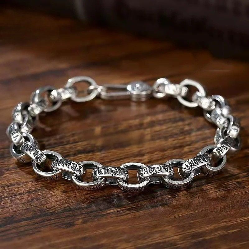 Bracelet Homme Argent Maillons Gravés