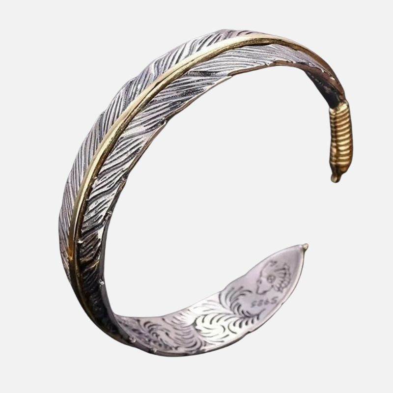 Bracelet Homme Argent Plume Gravée