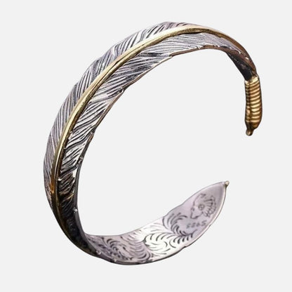 Bracelet Homme Argent Plume Gravée