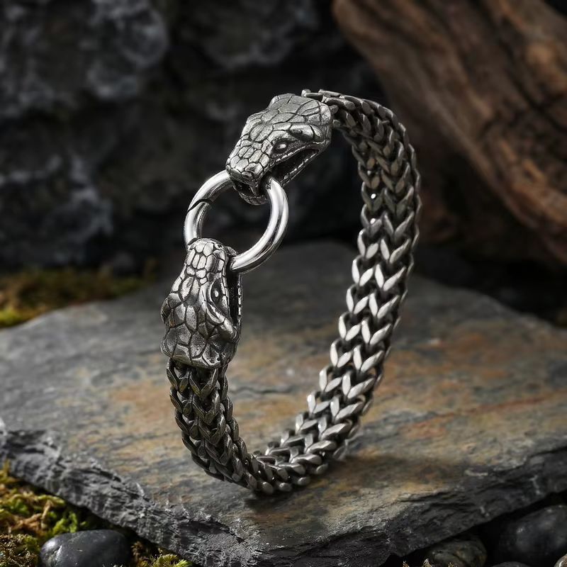 Bracelet Homme Argent Tête Serpent