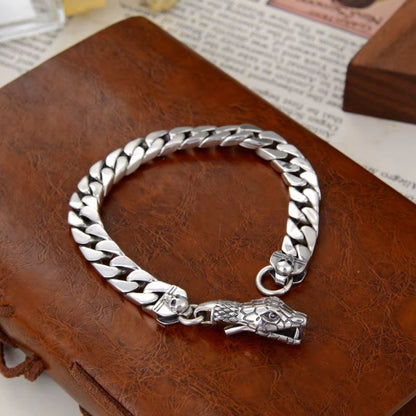 Bracelet Homme Argent Tête Serpent
