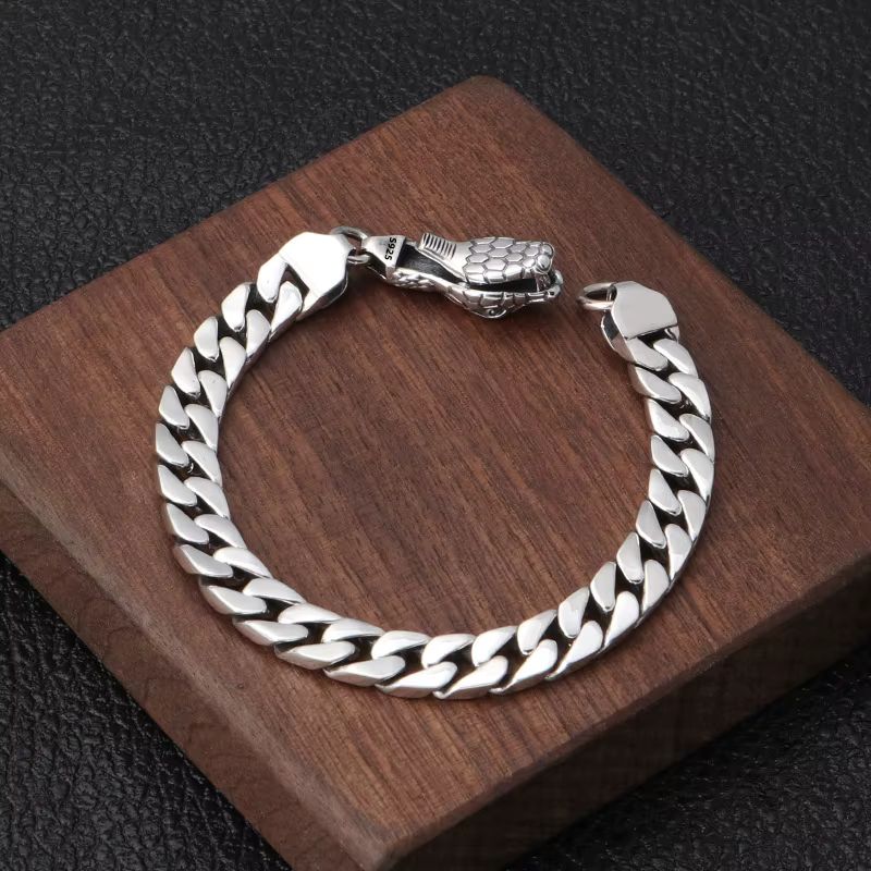 Bracelet Homme Argent Tête Serpent