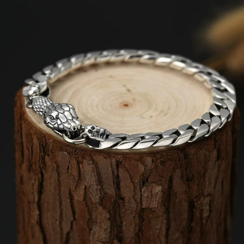 Bracelet Homme Argent Tête Serpent