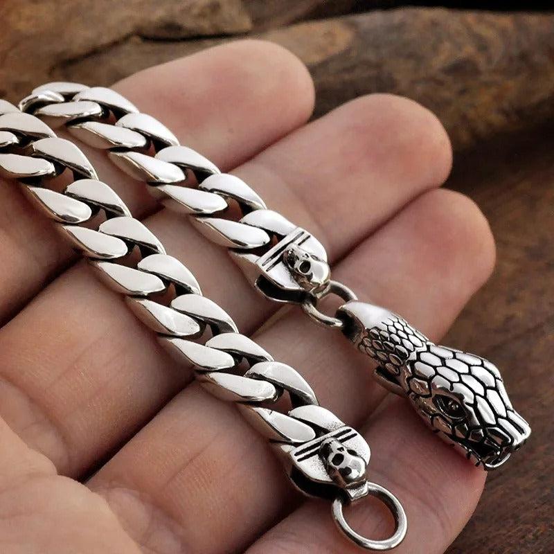 Bracelet Homme Argent Tête Serpent