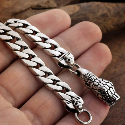 Bracelet Homme Argent Tête Serpent